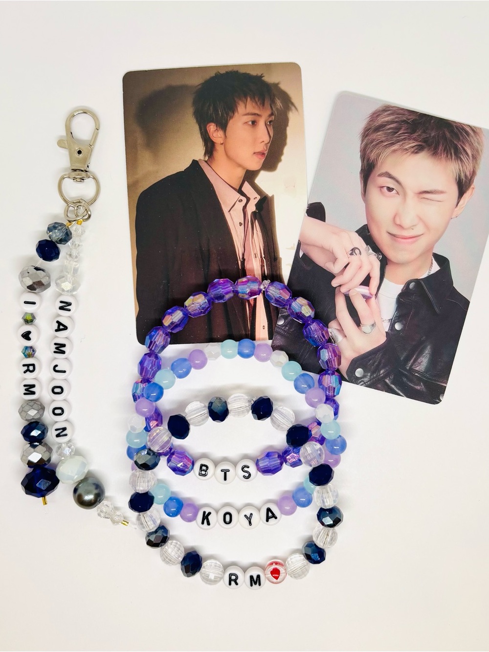 (6pcs) BTS RM NAMJOON BIAS BRACELET KEYCHAIN PHOTOCARD BUNDLE